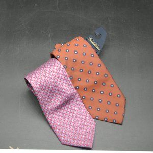 Lot of 2 BROOKS BROTHERS Silk Tie Geometric Made USA 58"x3.5" New Other WOW!!!